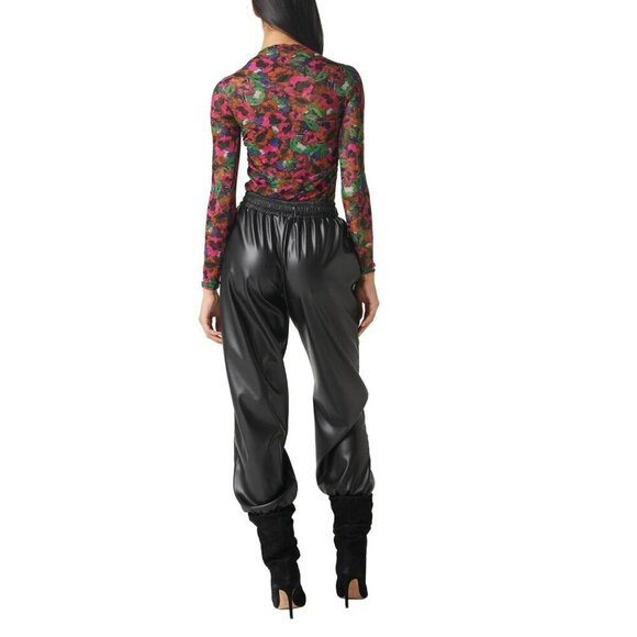 NWT Misa Los Angeles Black Smocked Crop Top & Vegan Leather Joggers Set Size S‎ - Picture 13 of 14